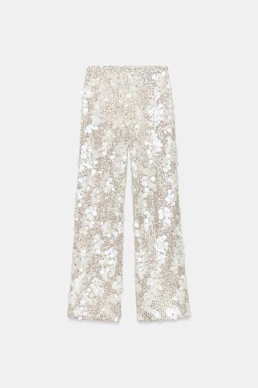 PANTALON FLUIDE À SEQUINS - Argent de Zara - Image 5
