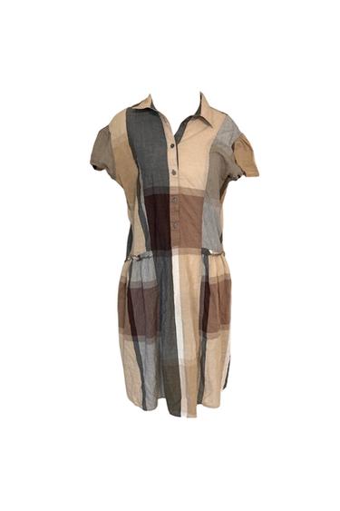 ZARA PATCHWORK PLAID COTTON SHORT SLEEVE SHIRT DRESS SIZE M