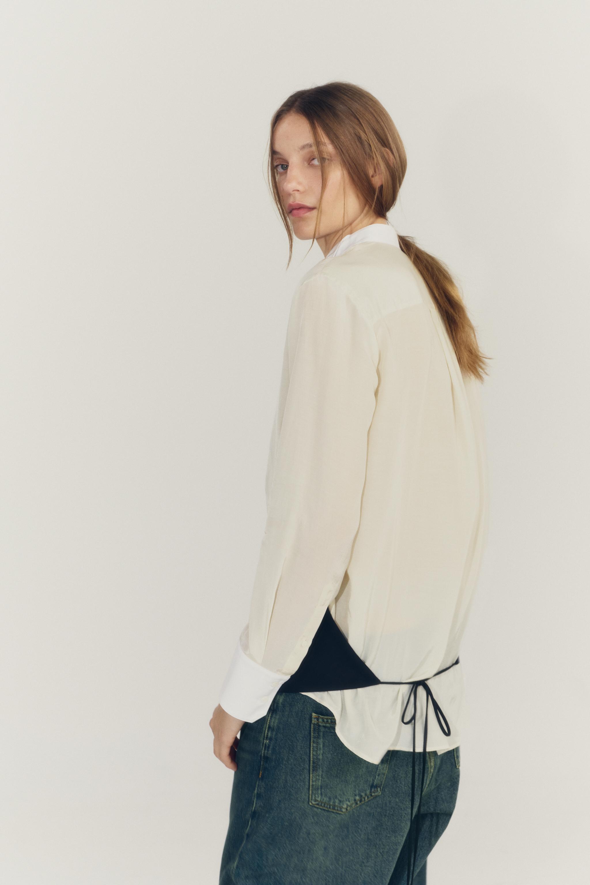 Женские рубашки Zara ZW COLLECTION CONTRAST BIB SHIRT — фото 5