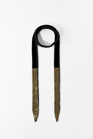 BANDANA TERCIOPELO LENTEJUELAS - Negro de Zara