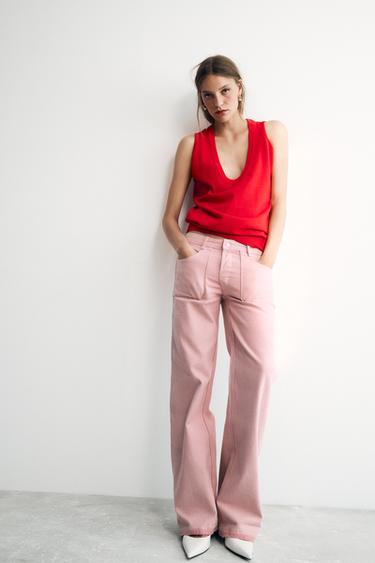 JEANS TRF REVERSÍVEL CINTURA MÉDIA - Rosa da Zara