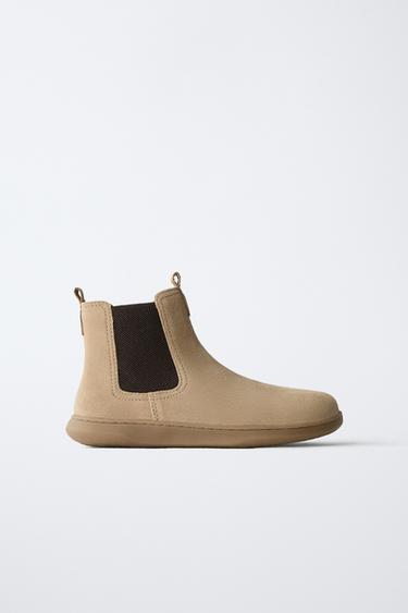 BAREFOOT LEATHER ANKLE BOOTS - Sand Brown by Zara