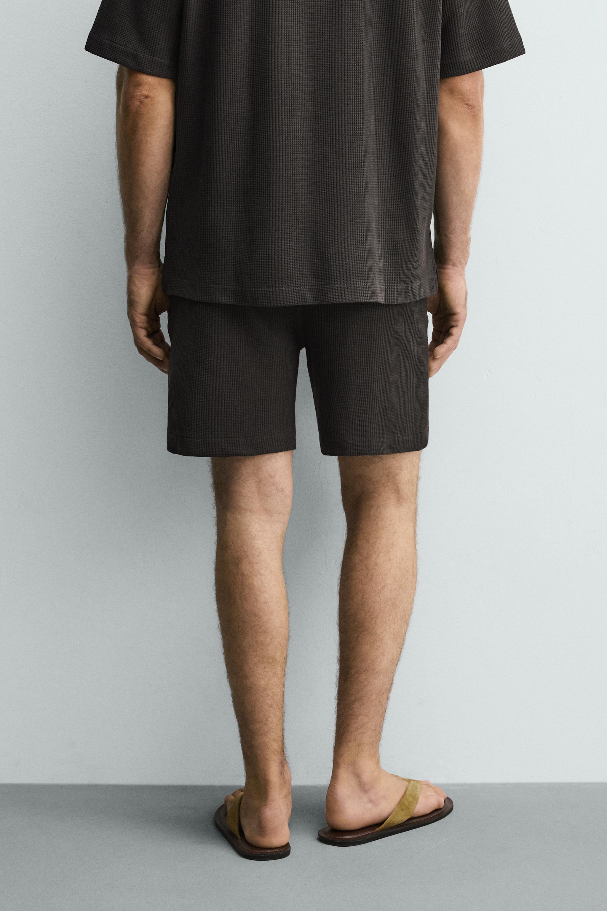 Zara DOKULU RELAXED FIT BERMUDA ŞORT görsel 3