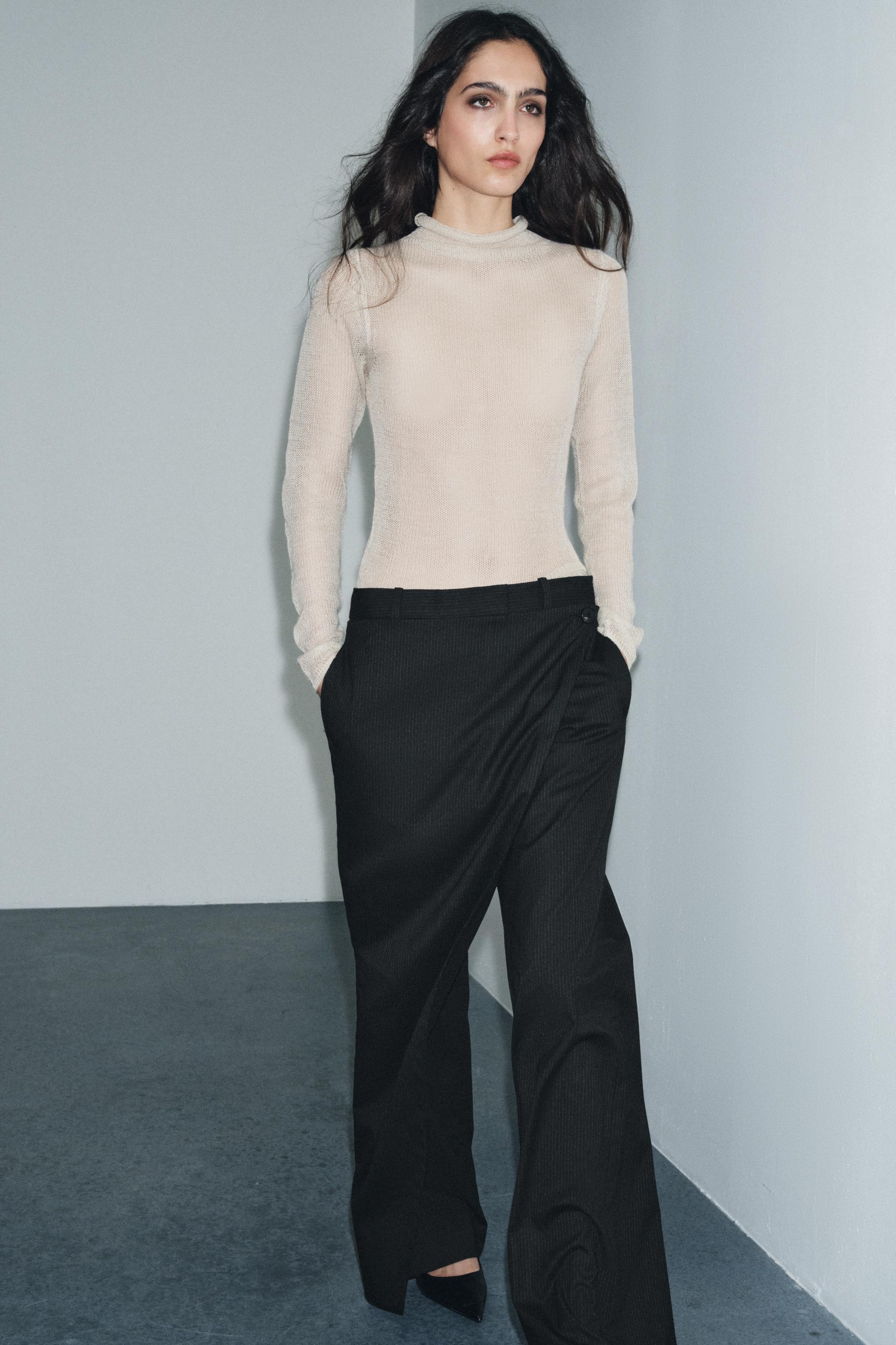 ZW COLLECTION ピンストライプ柄パレオパンツ - ブラック | ZARA Japan