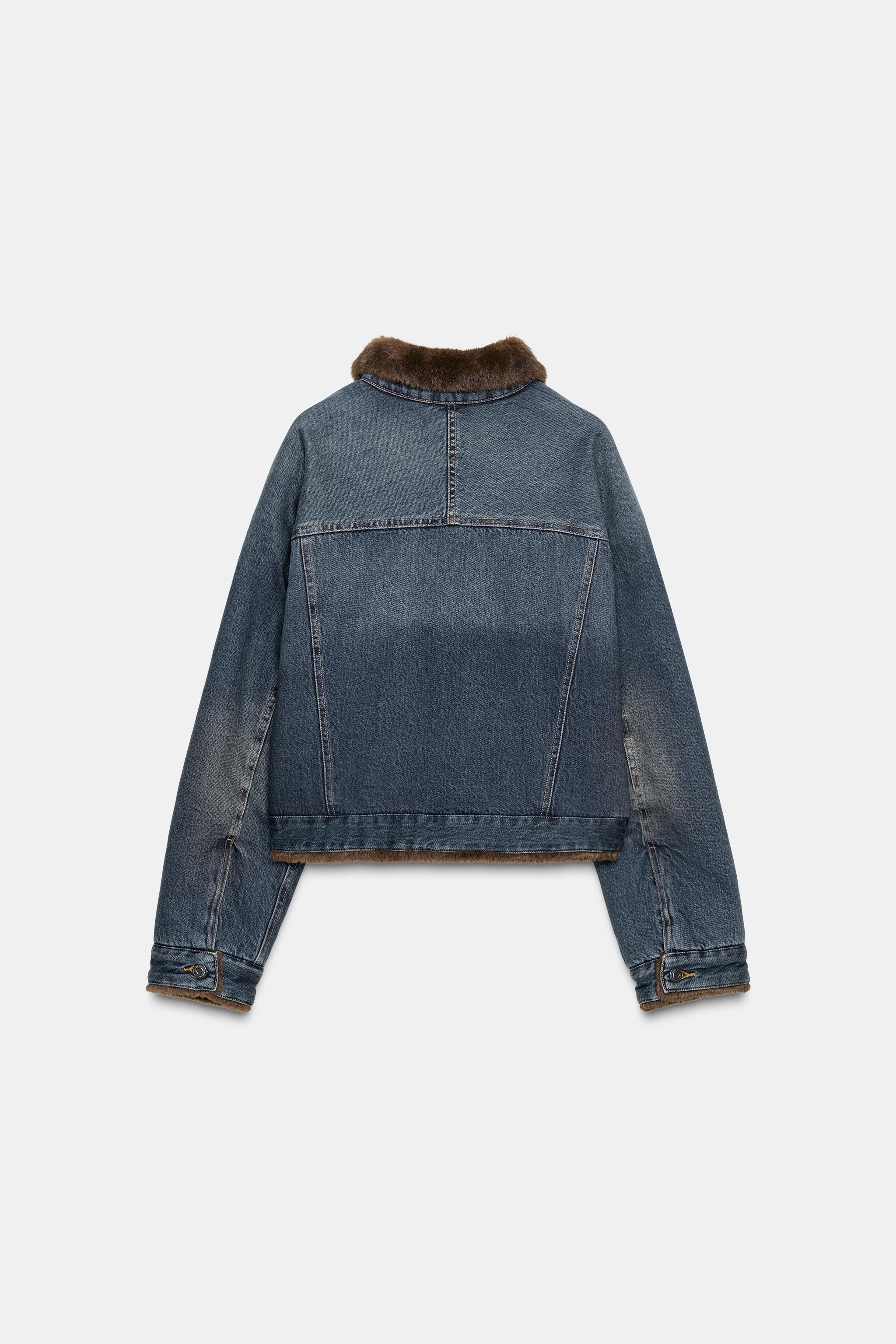 FAUX FUR DENIM JACKET ZW COLLECTION