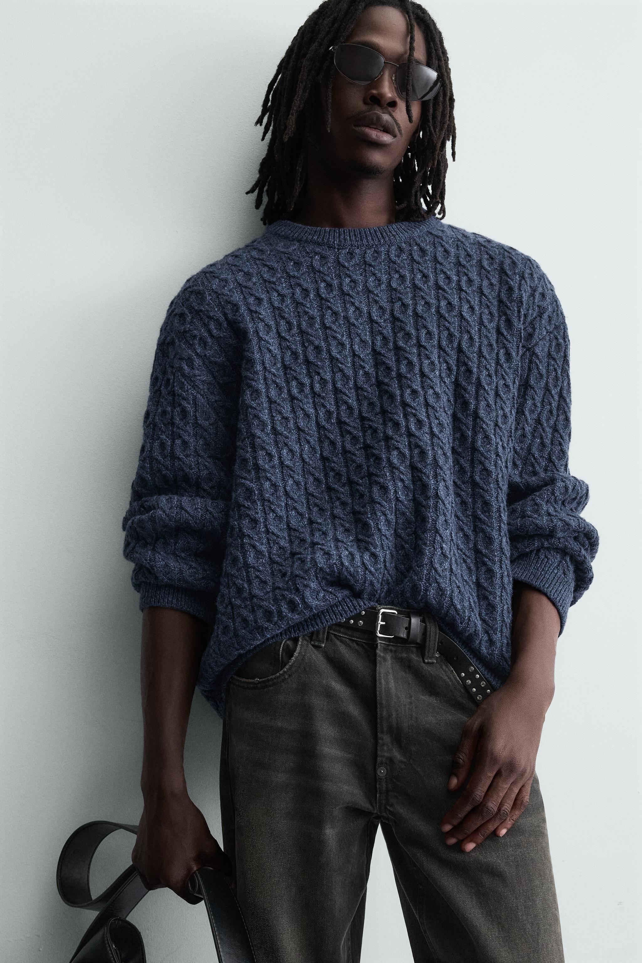 SUÉTER OVERSIZE COM ESTRUTURA DE TRANÇAS - Índigo | ZARA Brasil
