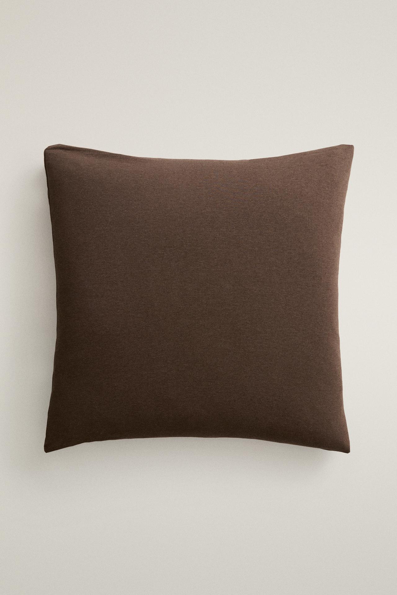 COTTON JERSEY PILLOWCASE — Brown