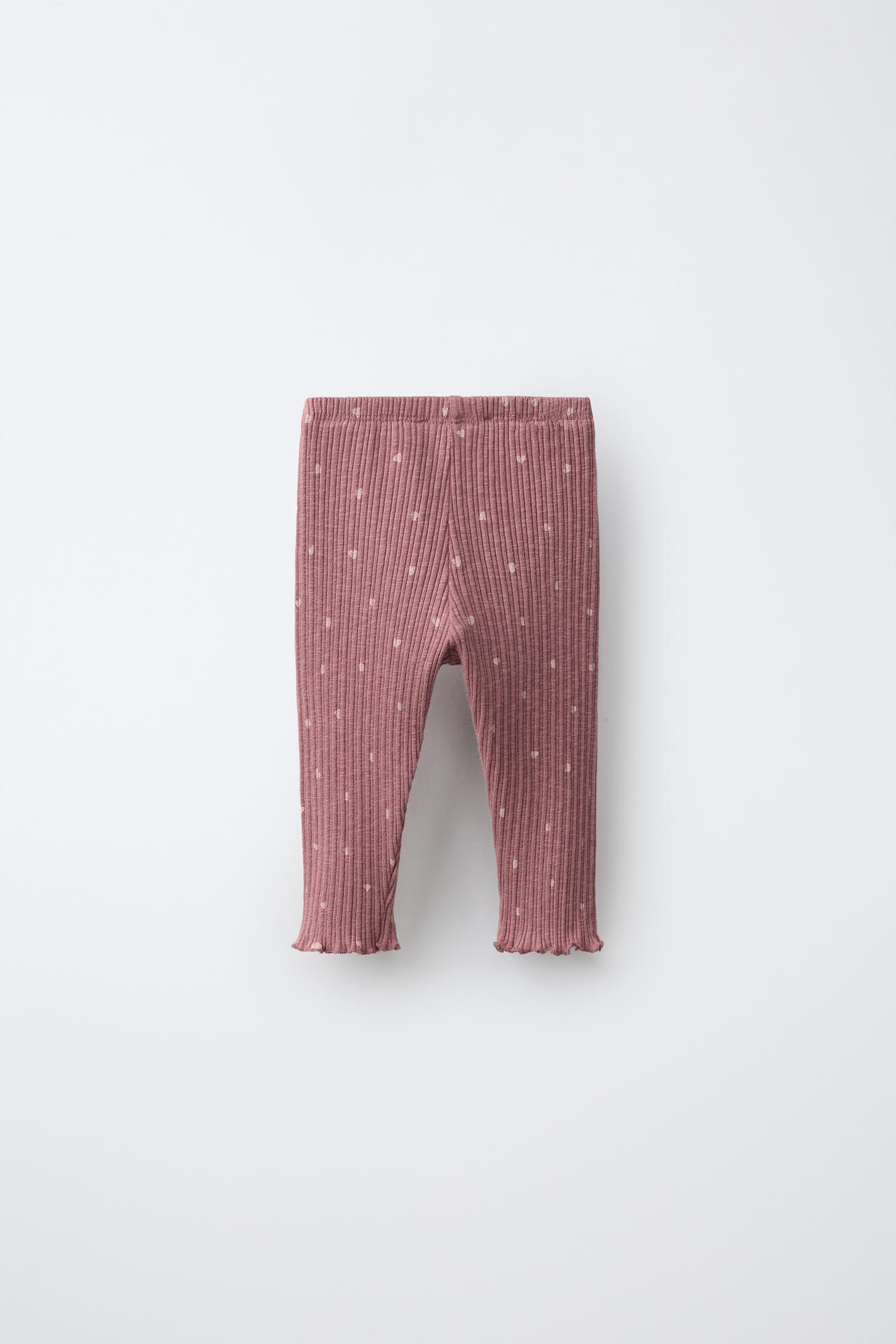 HEART PRINT LEGGINGS — Dark pink