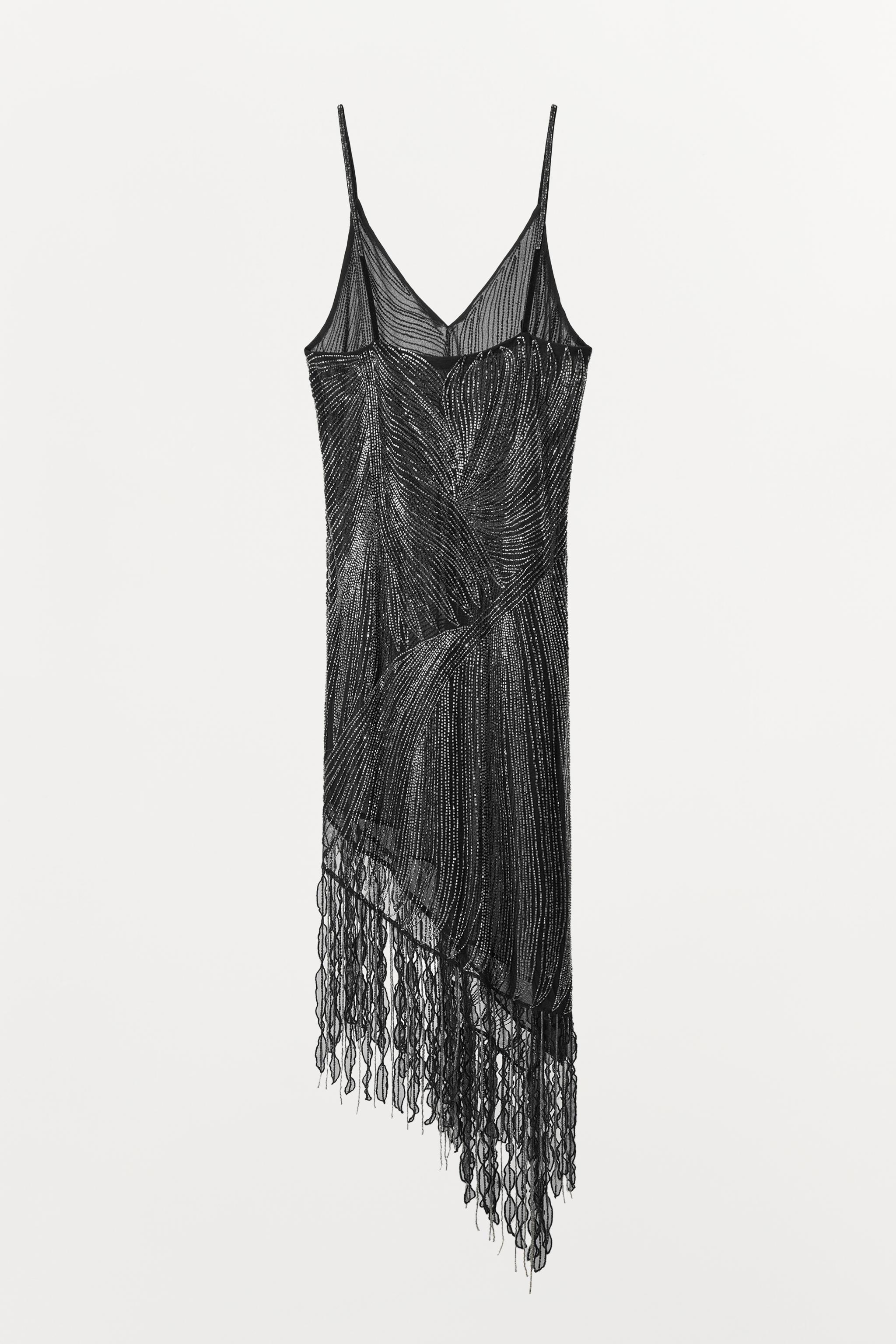 FRINGED BEADED DRESS - Black | ZARA Canada