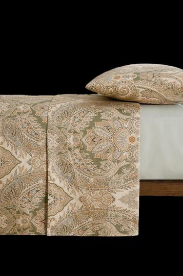 PAISLEY COTTON SATEEN DUVET COVER (300 THREAD COUNT) - Green by Zara - Image 2