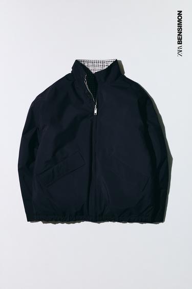 جاكيت وجهين ومقاوم للماء بنقشة مربعات BENSIMON ® X ZARA - بحري الخاص بـ Zara