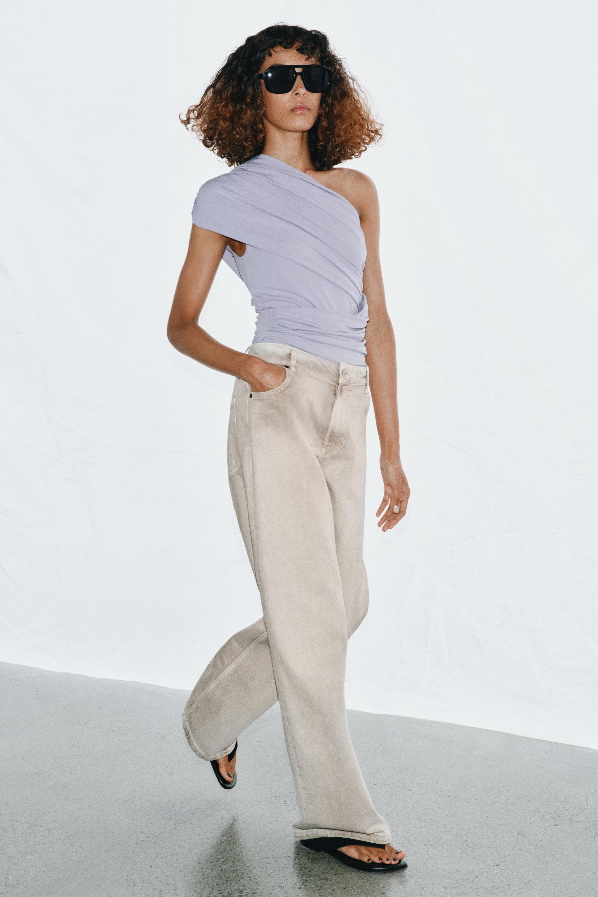 ASYMMETRIC DRAPED BODYSUIT - Pearl gray | ZARA United States