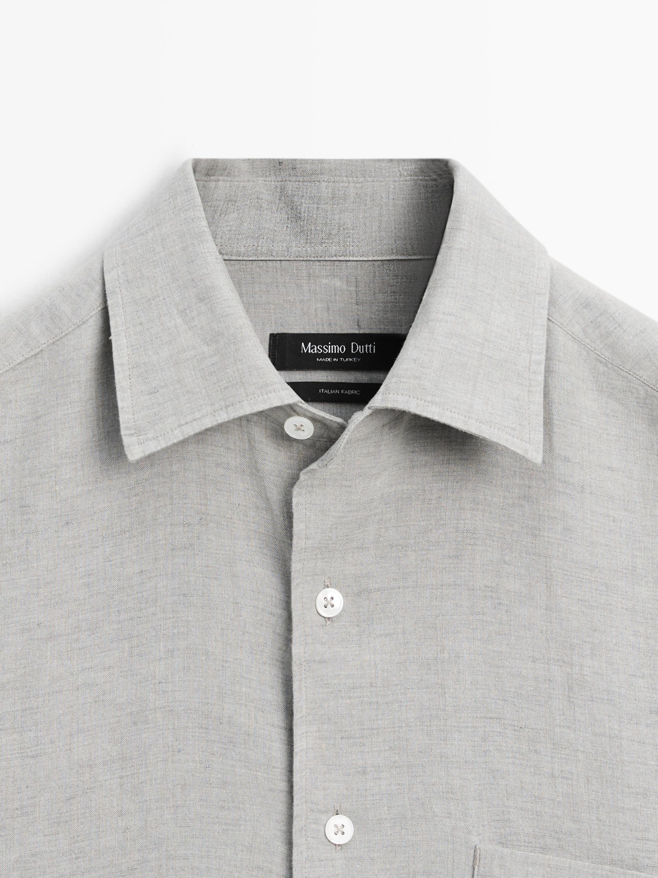 100% linen regular fit shirt with pocket