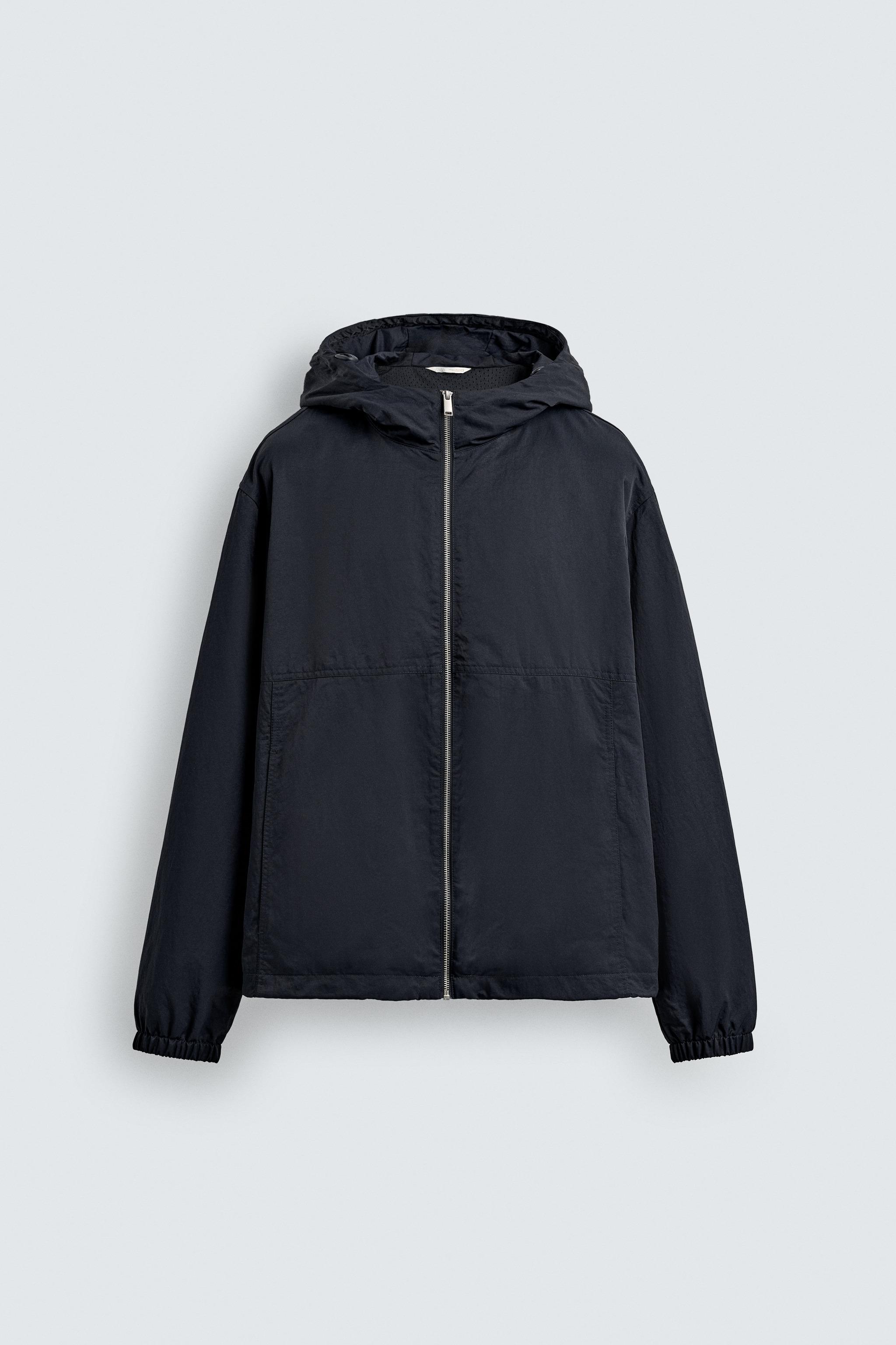 LIGHTWEIGHT TECHNICAL HOODIE JACKET - Navy blue | ZARA United States