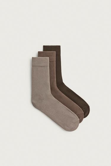 CALCETINES ESTRUCTURA PACK 3 - Marrón de Zara