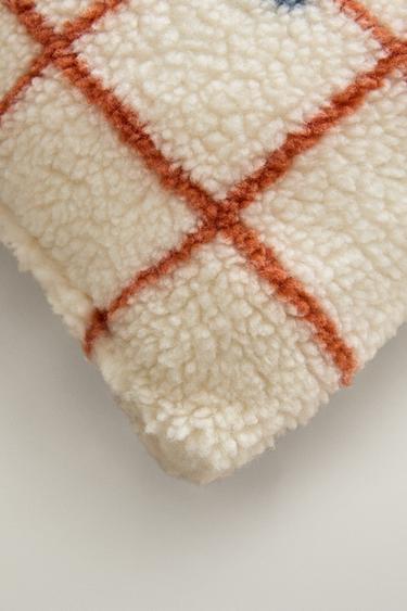 CHILDREN'S FAUX SHEARLING CUSHION WITH P — Orange 2