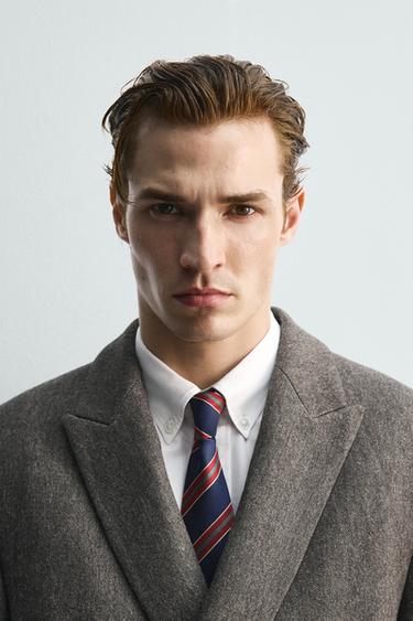 ربطة عنق مخططة من الحرير 100% - red/navy الخاص بـ Zara - صورة 0