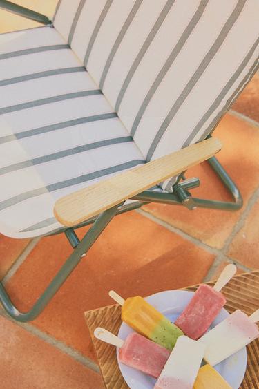 SEDIA MARE BAMBINI RIGHE - Ecrù / Verde di Zara