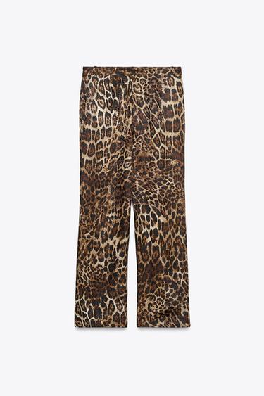 Zara ANIMAL PRINT JACQUARD PANTS ZW COLLECTION - Leopard