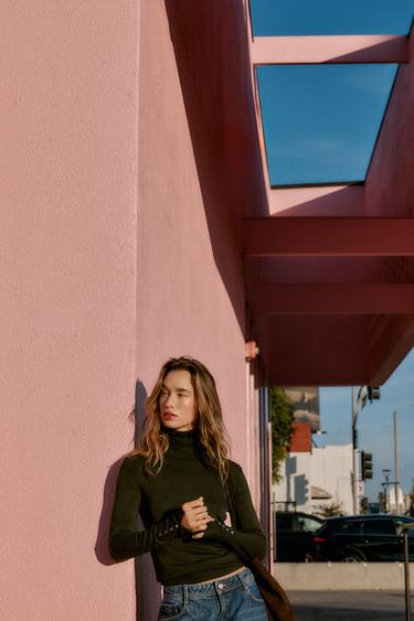 BASIC PLAIN KNIT JUMPER - Dark khaki by Zara - Image 2