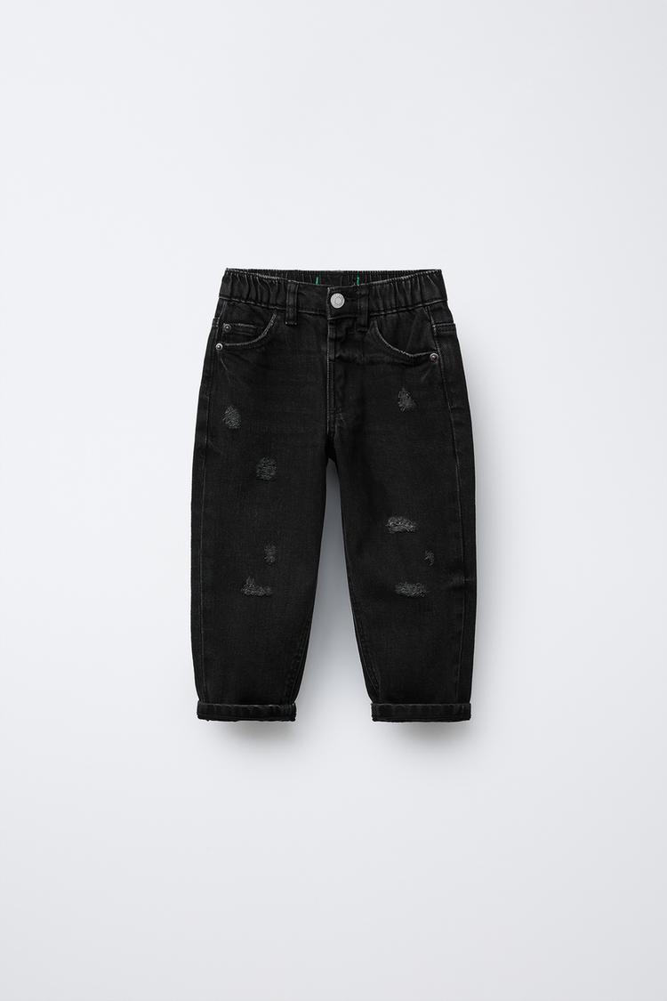 ダメージ加工バギーデニムパンツ - ブラック | ZARA Japan / 日本