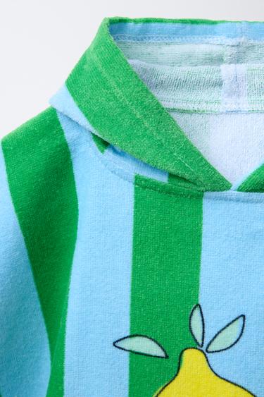 PONCHO SERVIETTE RAYURES ET CITRON - Vert / Bleu de Zara - Image 2