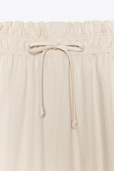ZW COLLECTION FLOWING PYJAMA TROUSERS - Sand by Zara - Image 7