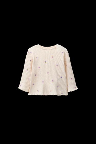 CAMISETA ESTRUCTURA FLORES - Crudo de Zara - Imagen 0