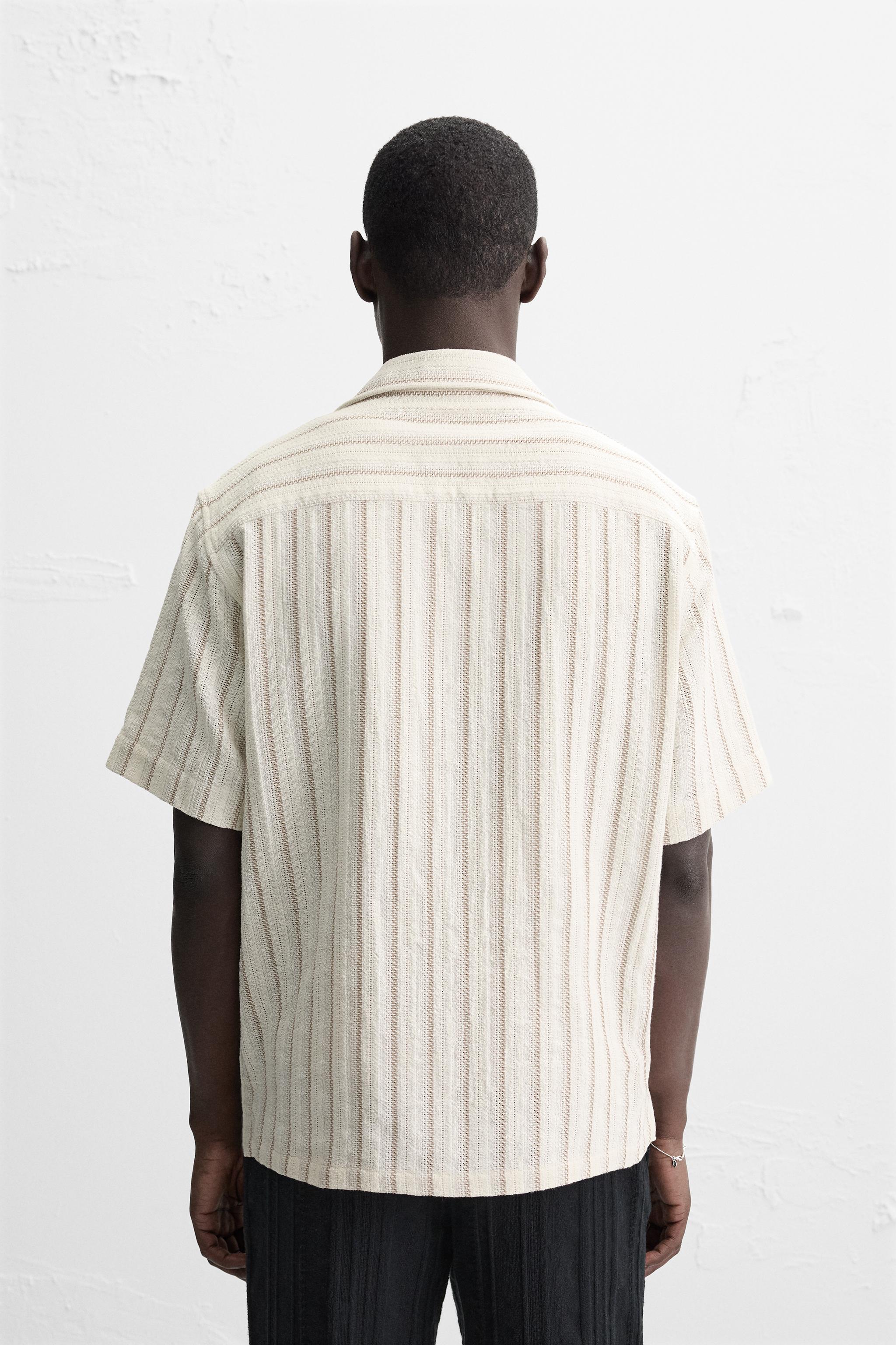 ストライプ柄テクスチャー生地シャツ - エクリュ | ZARA Japan