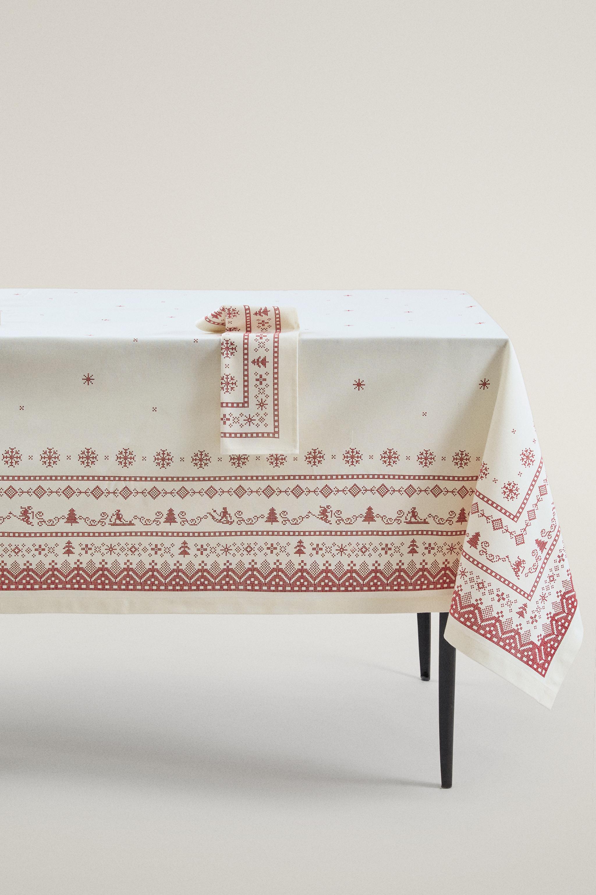 NAPPE COTON IMPRIMÉ FRISE NOËL