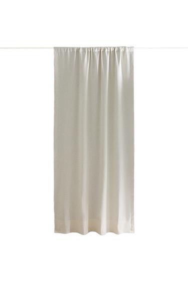 WHITE BLACKOUT LINEN CURTAIN - White by Zara