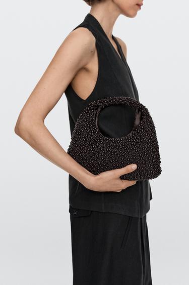 Bolso mini detalle abalorios - Marrón de Zara - Imagen 0