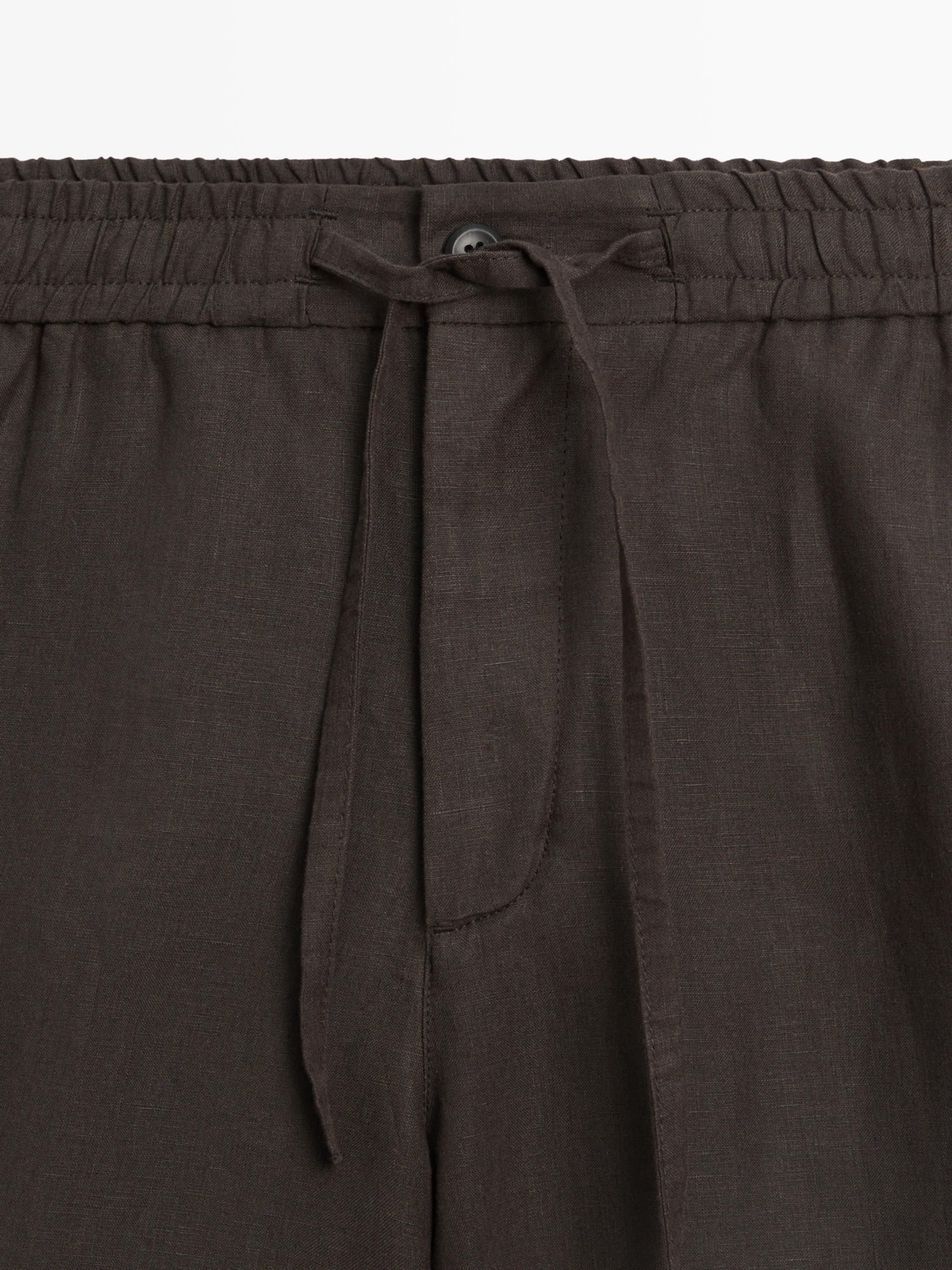 100% linen short Bermuda shorts