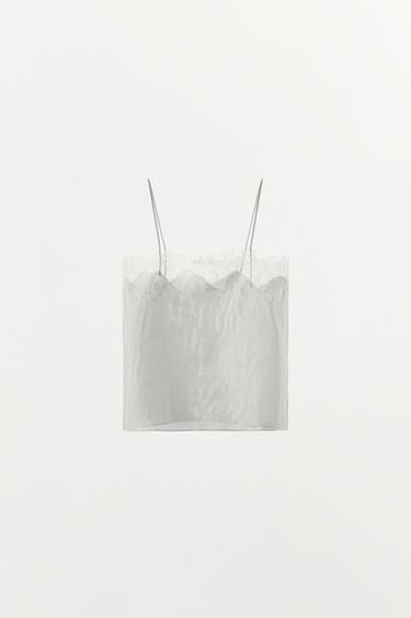 STRIPED LACE STRAPPY TOP - Ecru / Beige by Zara - Image 5