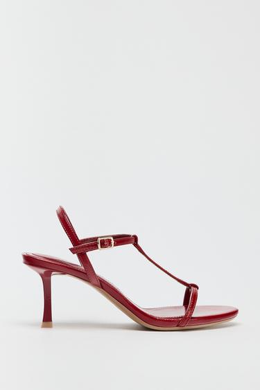 STRAPPY HEELED SANDALS - Red by Zara - Image 0