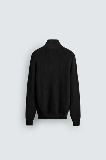 PURL KNIT QUARTER-ZIP JUMPER - Black by Zara - Image 7