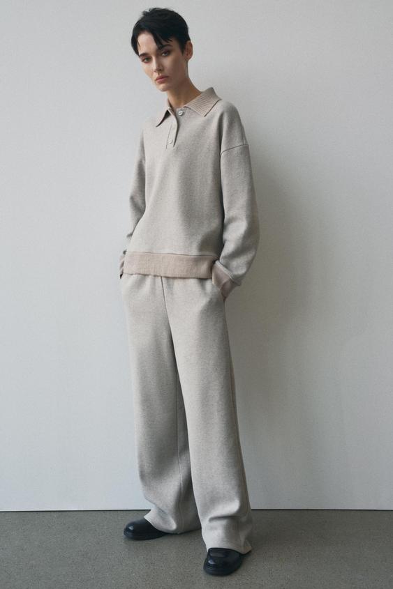 SOFT TROUSERS Beige marl ZARA Ireland