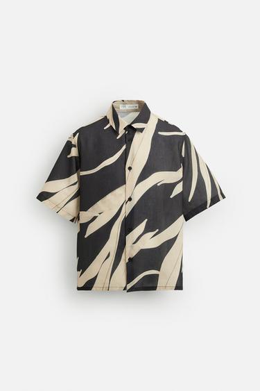 HEMD MIT BLÄTTERPRINT - Schwarz von Zara