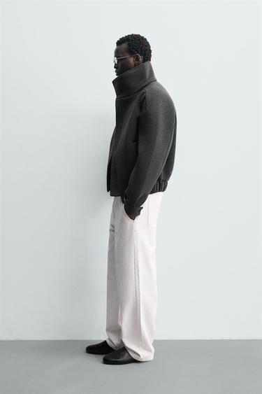 BLOUSON EFFET NÉOPRÈNE COL MONTANT - Gris foncé de Zara - Image 3