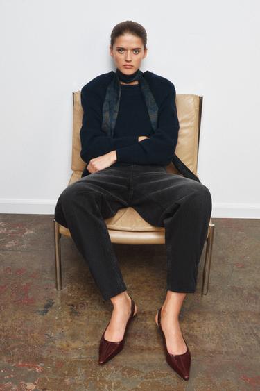 ZAPATO TACÓN DESTALONADO PIEL - Rojo Burdeos de Zara