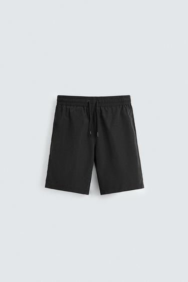 Zara BASIC LONG SWIM TRUNKS - Black