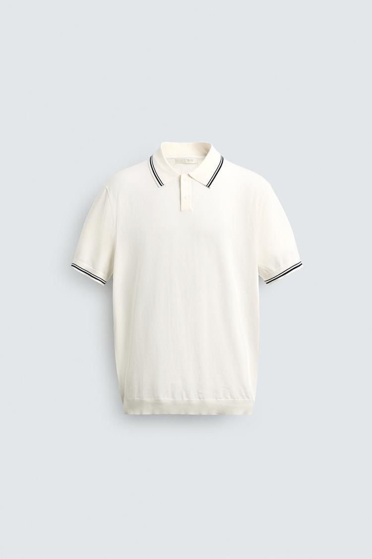 ZARA REGULAR FIT CONTRAST KNIT POLO SHIRT