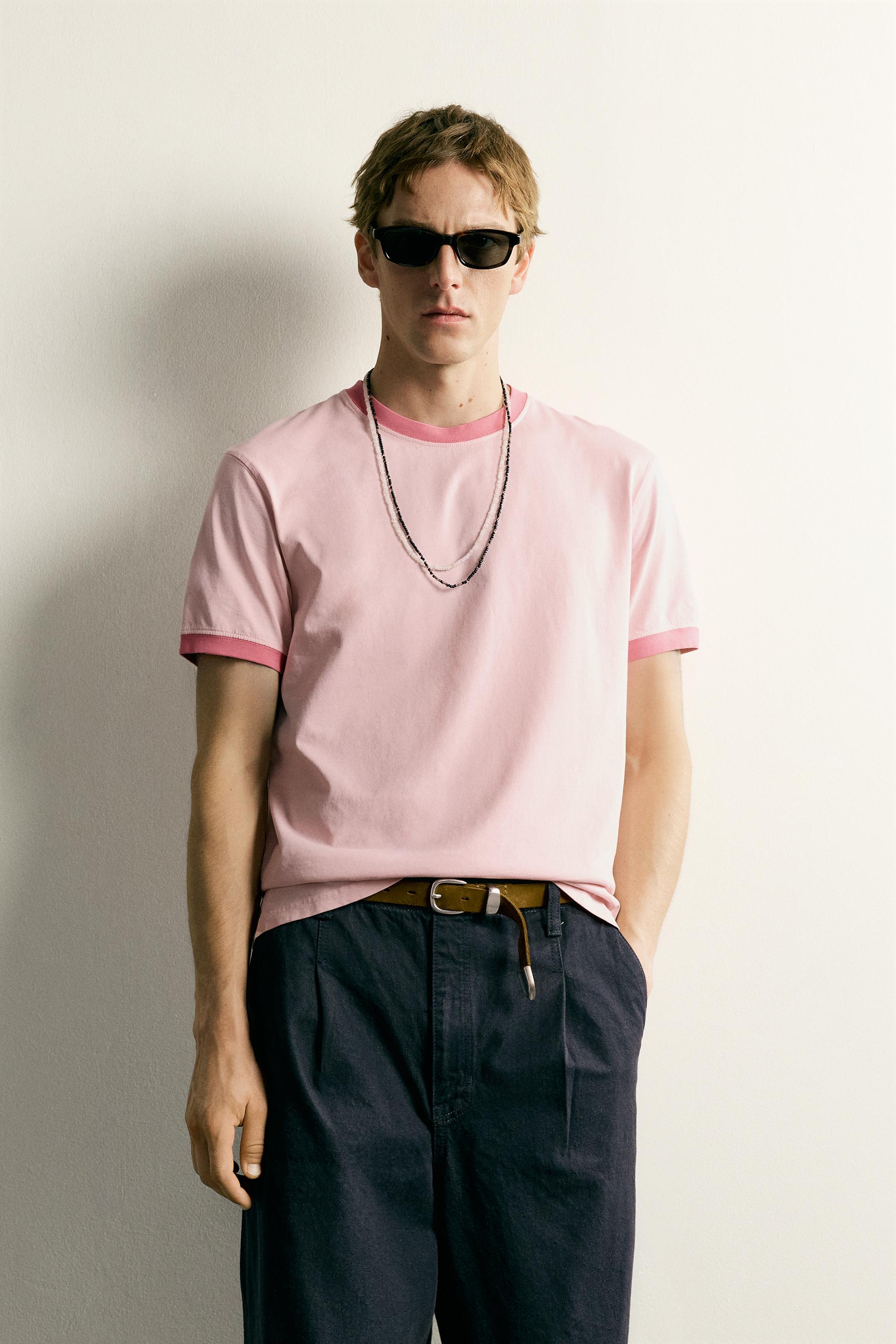 REGULAR FIT CONTRAST BINDING T-SHIRT