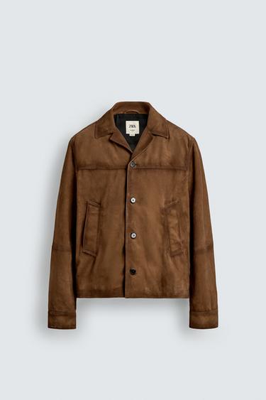 ЗАМШЕВАЯ КУРТКА СВОБОДНОГО КРОЯ — КОНЬЯЧНЫЙ от Zara