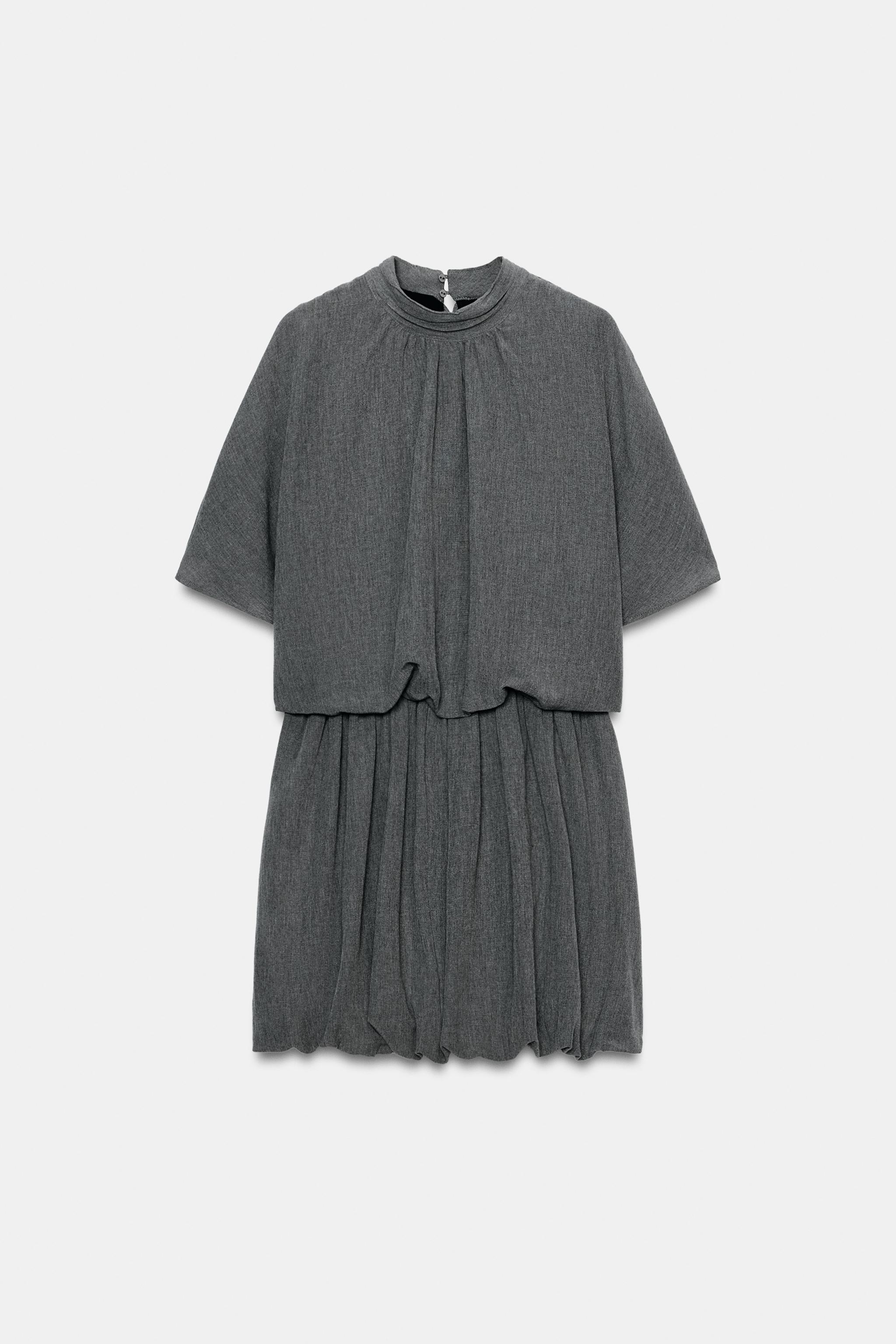 SHORT VOLUMINOUS DRESS - Grey marl | ZARA South Africa