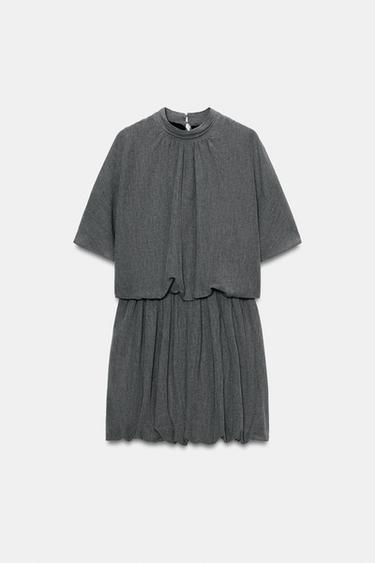 VESTIDO CORTO VOLUMEN - Gris vigoré de Zara - Imagen 0