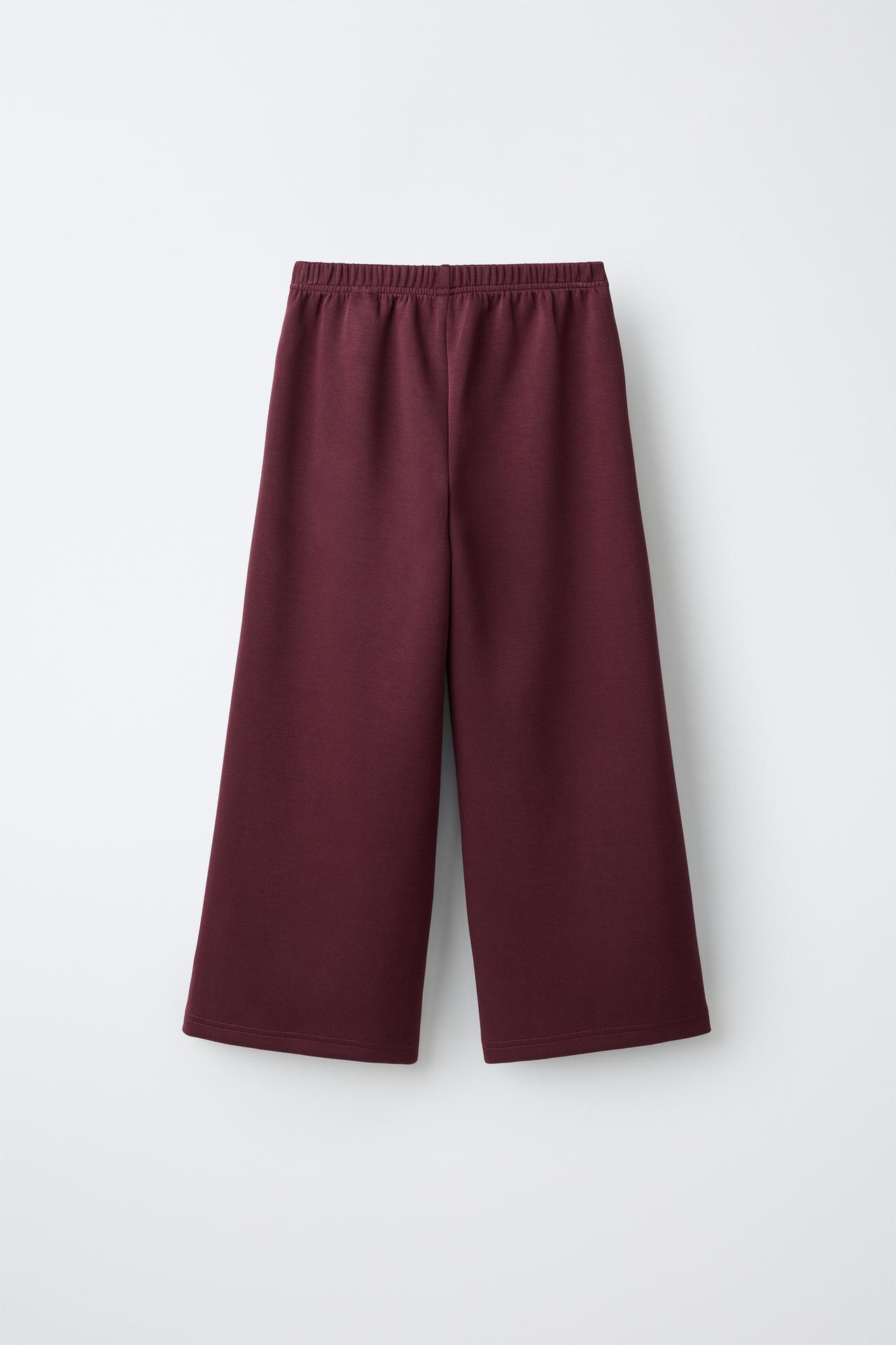 WIDE LEG SPORTY PANTS — Burgundy