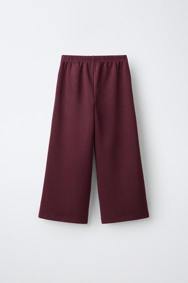 WIDE LEG SPORTY PANTS — Burgundy 2