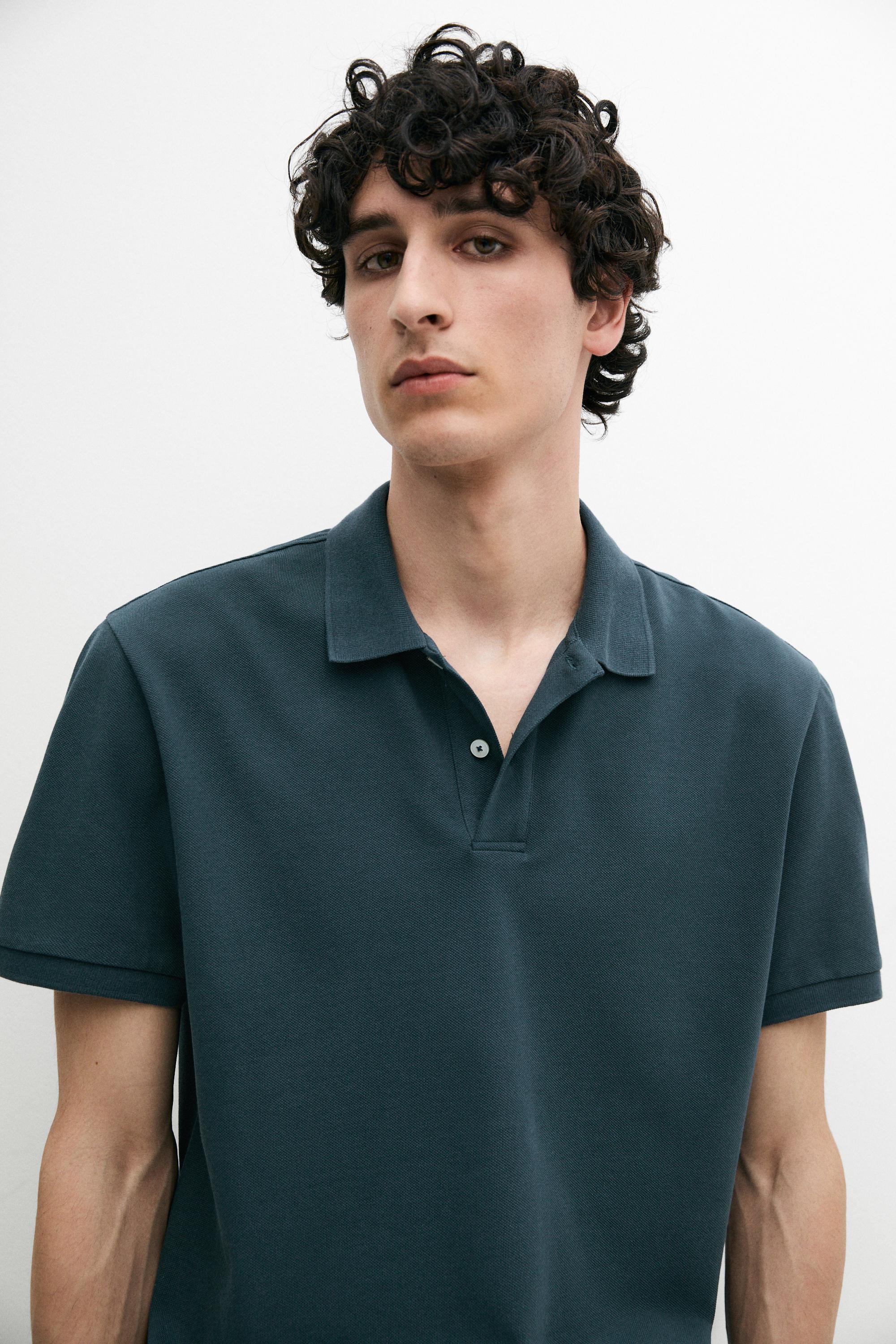 Micro-textured cotton piqué polo shirt