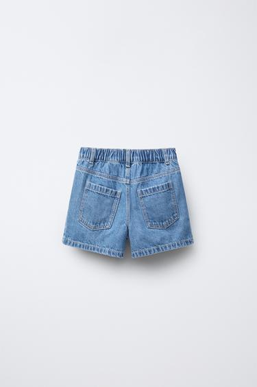 HIGH-WAIST HEART BUTTON DENIM BERMUDA SKORT - Mid-blue by Zara - Image 1